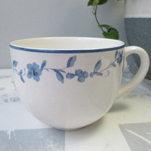 Cup Mug 12 oz White with Blue Flowers Rim by MSE / Martha Stewart Everyday